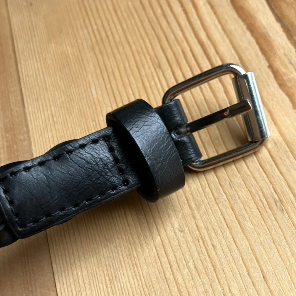 Black Braided Leather Belt Boys Small Length 27” EUC